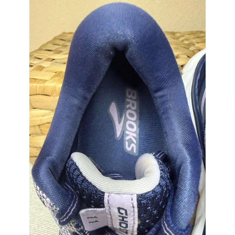 Brooks Ghost 11 Running Shoes Women 9.5 Navy Purple Knit Neutral Cushion 120277